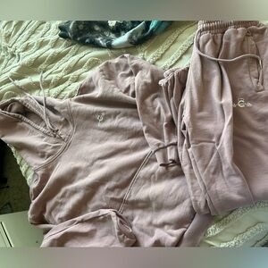 rose colored gym sweatset